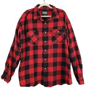 Guide's Choice Men's 3XLT Long‎ Sleeve Buffalo Check Flannel Shacket Red Black